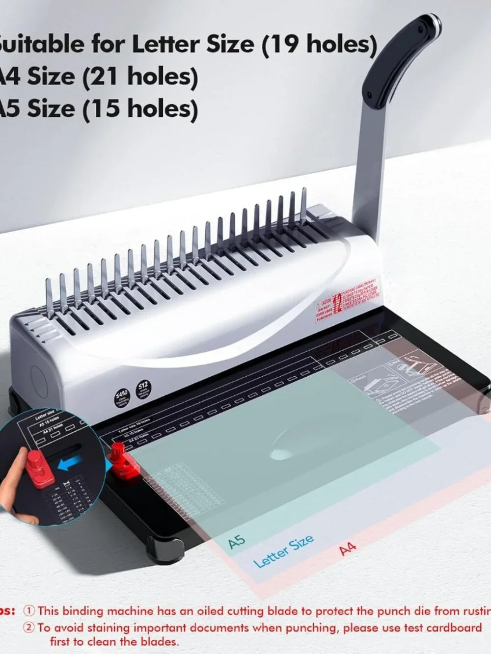 Comb Binding Machine - Punch 12 Sheet, Easy Punch No Jam, Heavy-Duty Metal Build